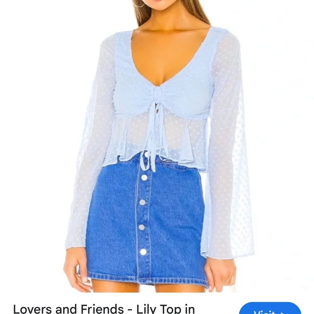 Revolve Lovers + Friends Light Blue Lily Top